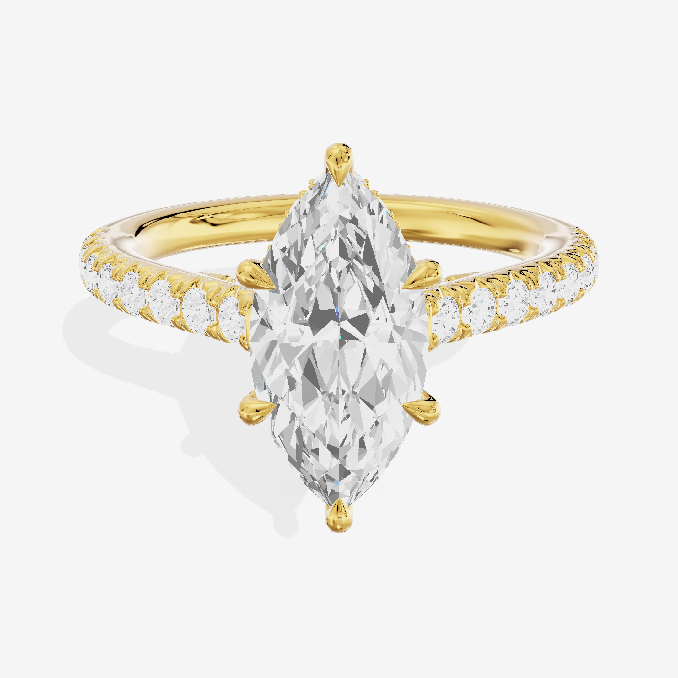 Modern Linger Marquise Engagement Ring with Side Stones (3/4 ct. tw.) in 18K Yellow Gold