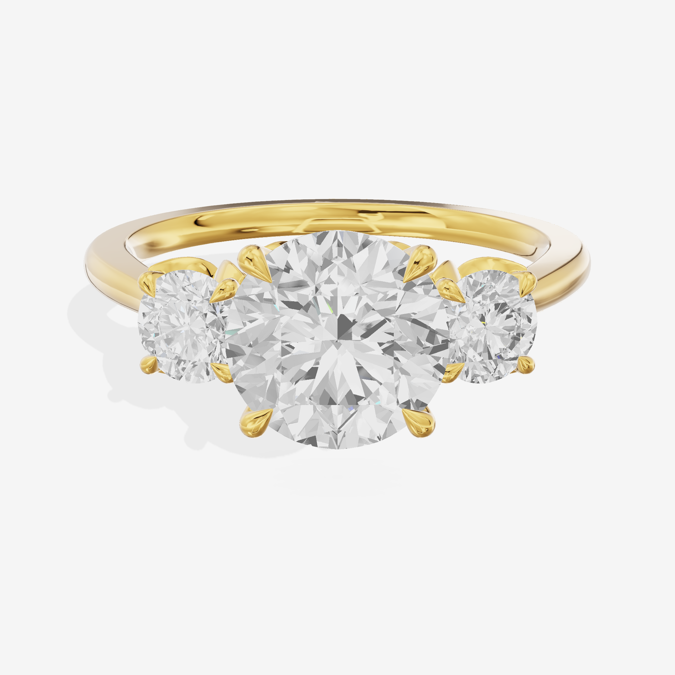Modern Sincere Three Stone Round Engagement Ring (1/2 ct. tw.) in 14K Yellow Gold