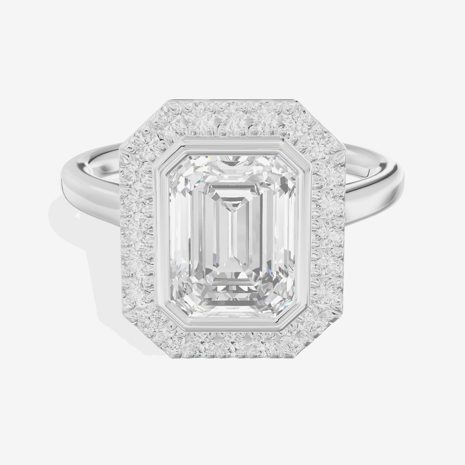 Trellise Halo Emerald Engagement Ring (1/4 ct. tw.) in 14K White Gold