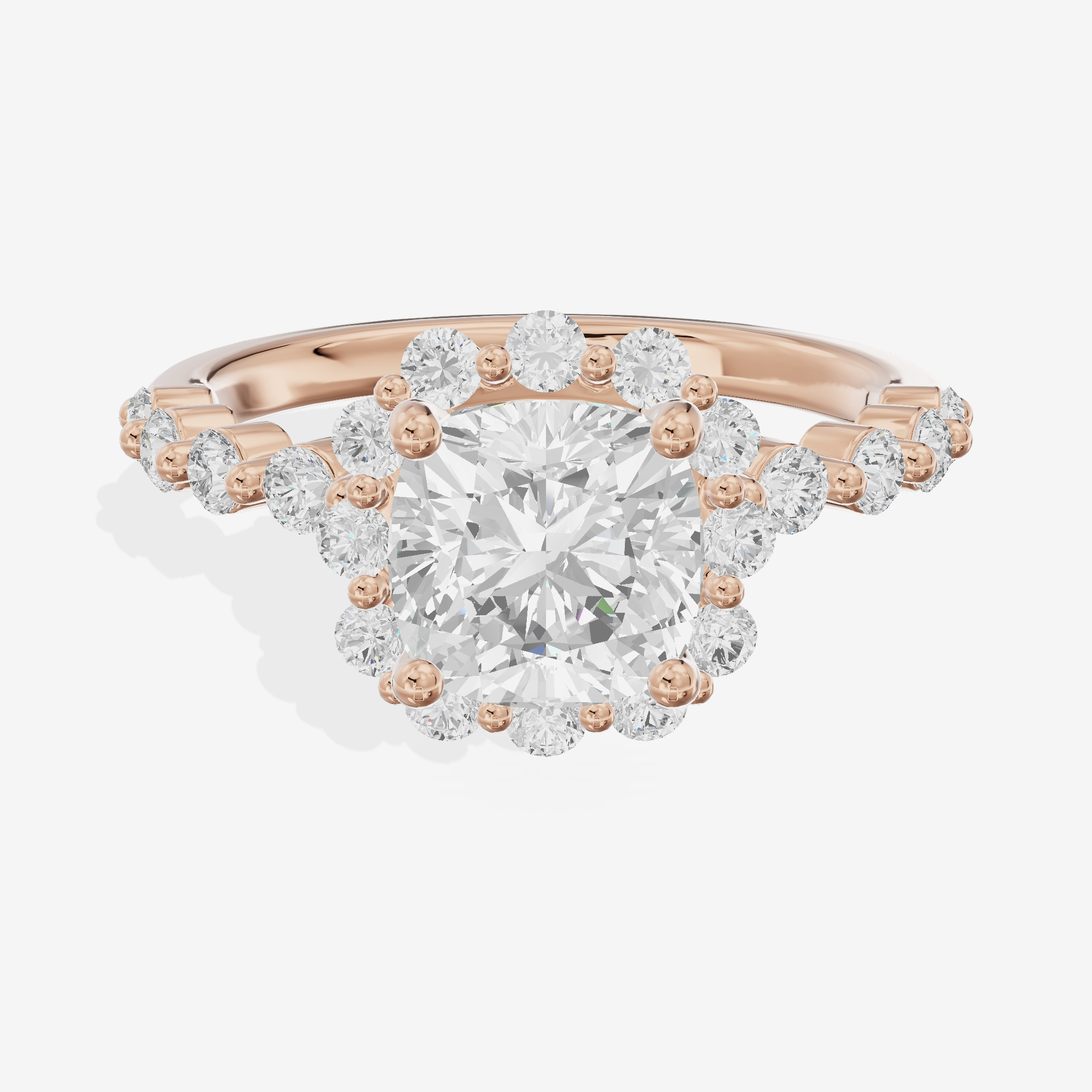 Vowsae Halo Cushion Engagement Ring (1/5 ct. tw.) in 18K Rose Gold