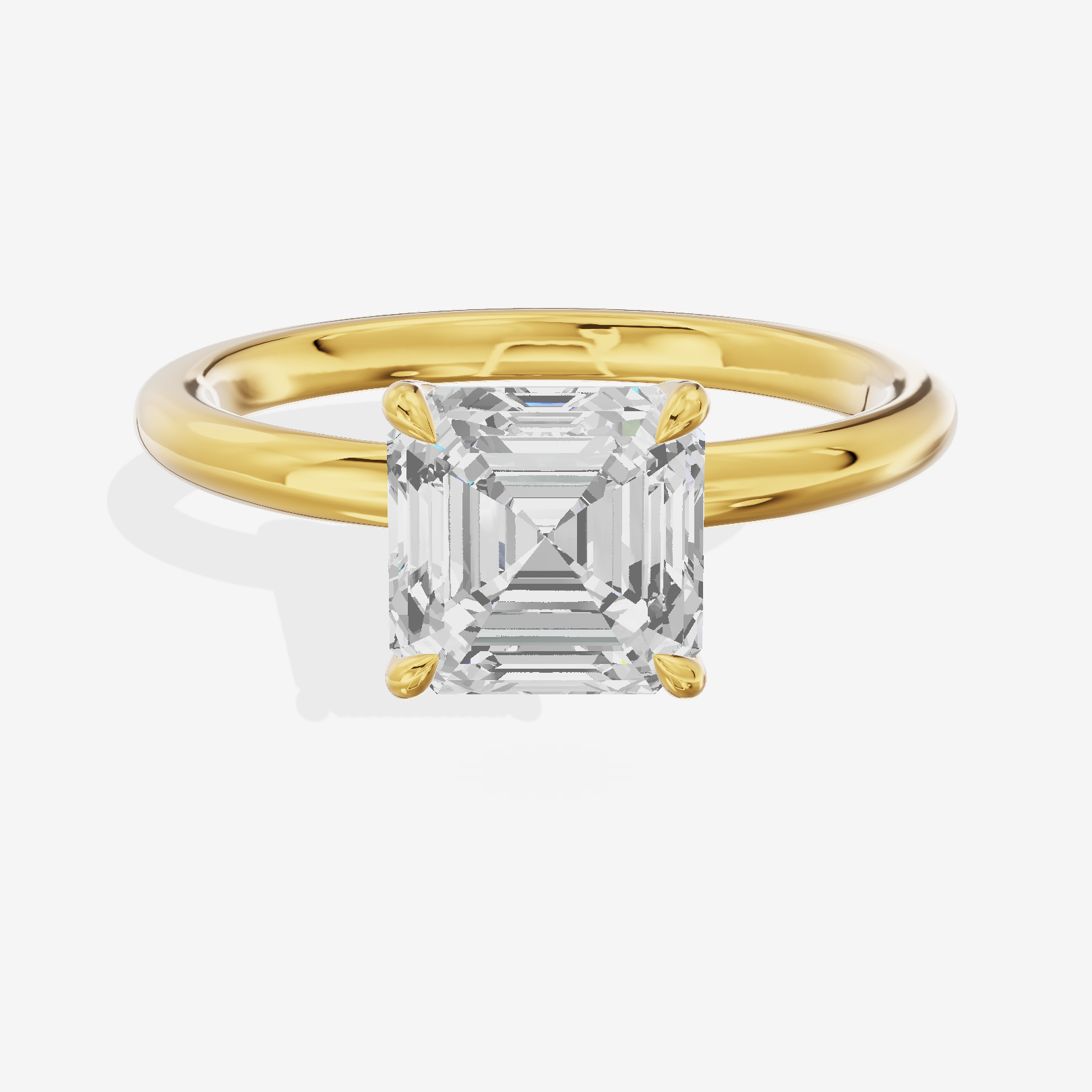 Adorae Solitaire 2mm Asscher Engagement Ring in 14K Yellow Gold