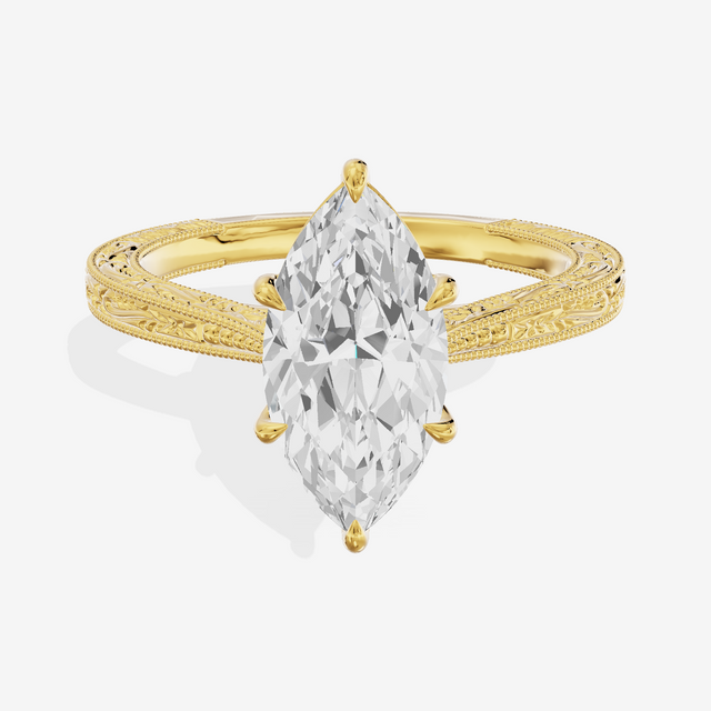 Vintage Vowsae Marquise Engagement Ring in 18K Yellow Gold