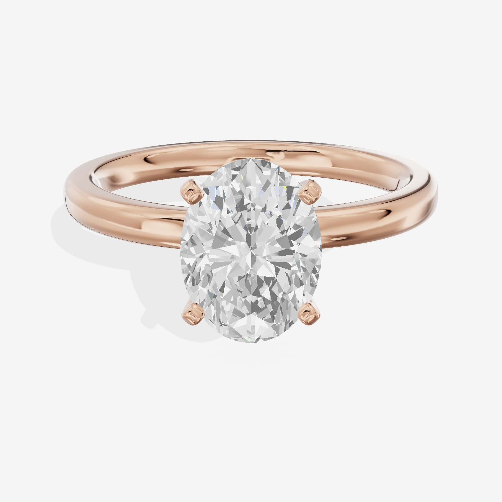 Sincere 2mm Oval Solitaire Engagement Ring in 14K Rose Gold