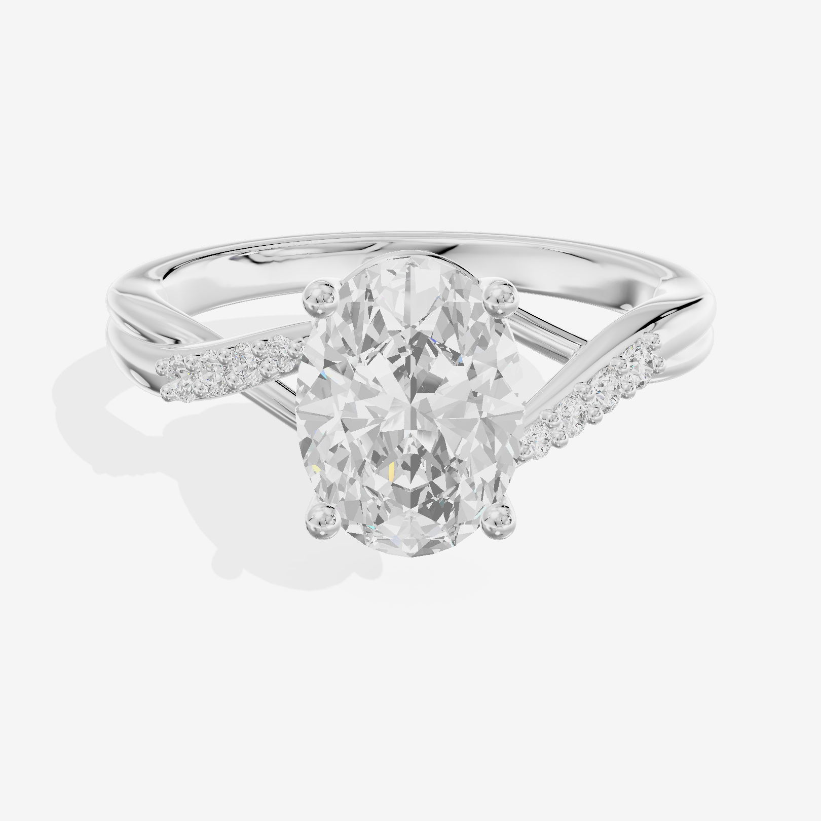 Twined Aimora Oval Engagement Ring with Side Stones (1/15 ct. tw.) in Platinum