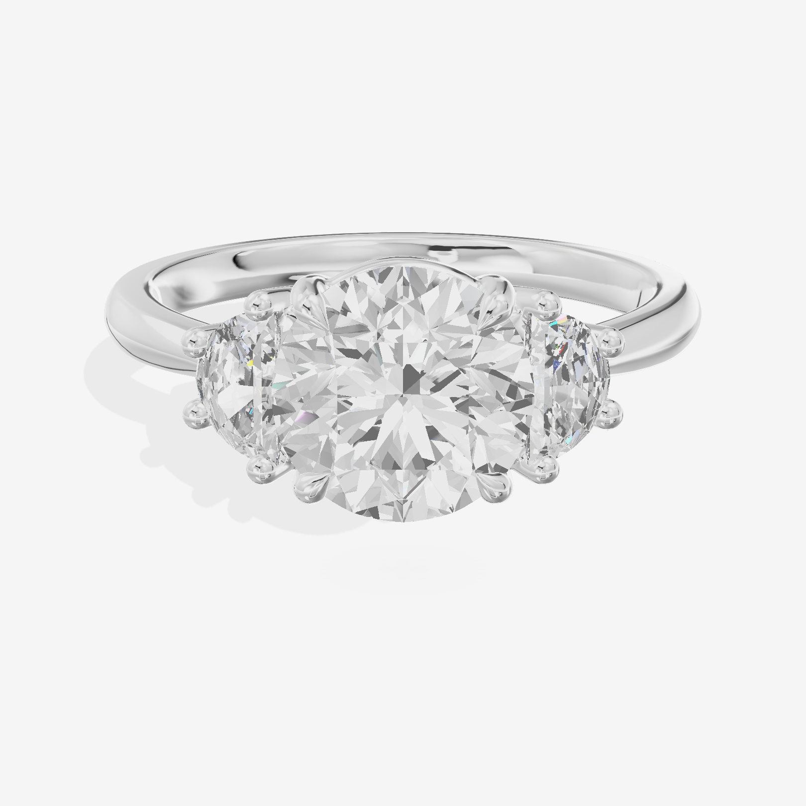 Petite Belovae Round Three Stone Engagement Ring (1/2 ct. tw.) in Platinum