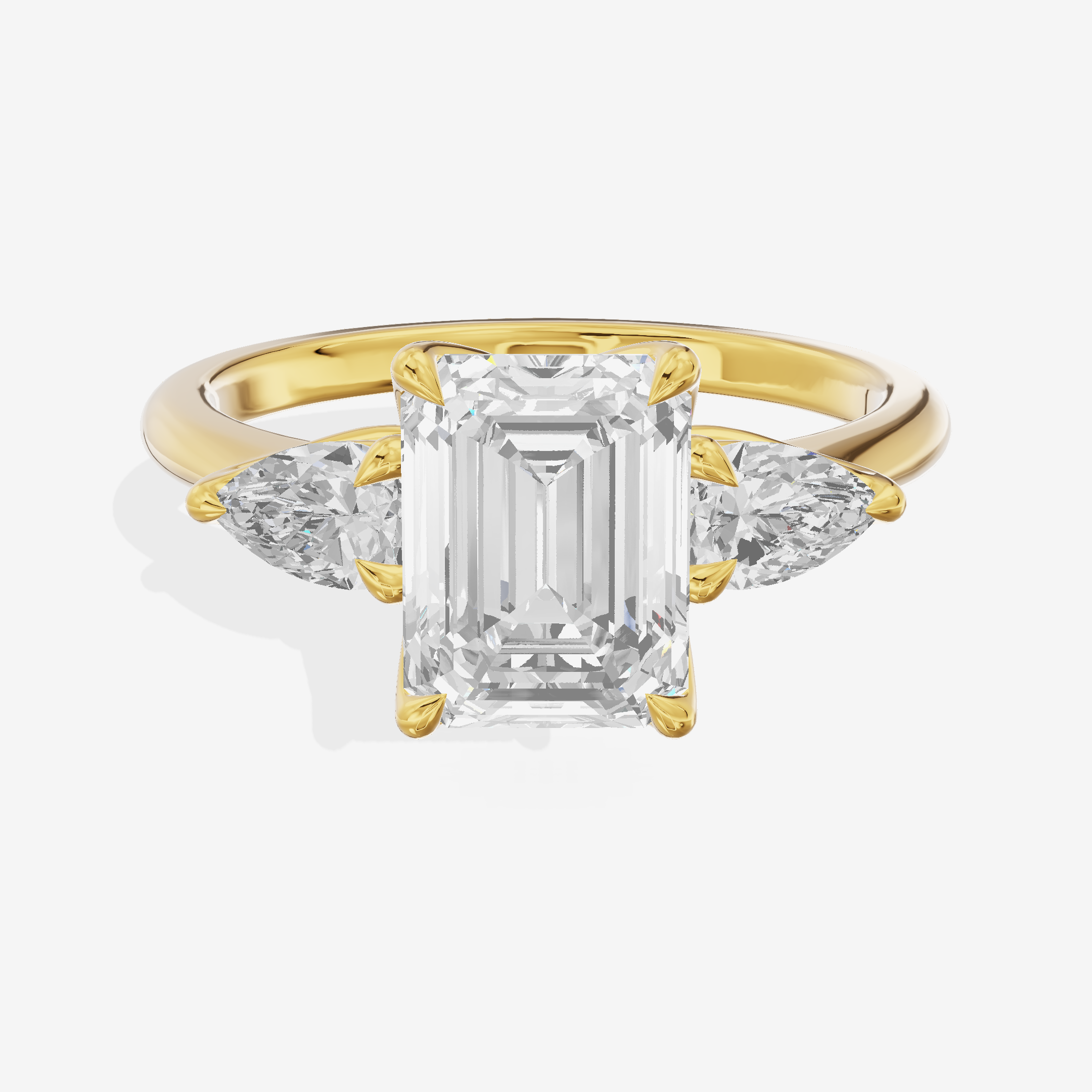 Modern Triade Emerald Three Stone Engagement Ring (1/2 ct. tw.) in 14K Yellow Gold