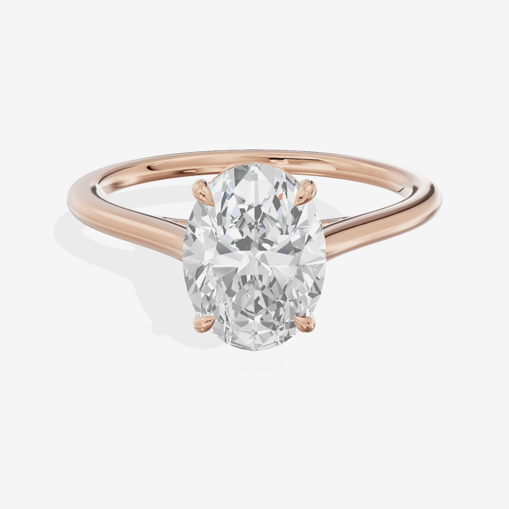 One of One 1.4mm Oval Solitaire Engagement Ring in 18K Rose Gold