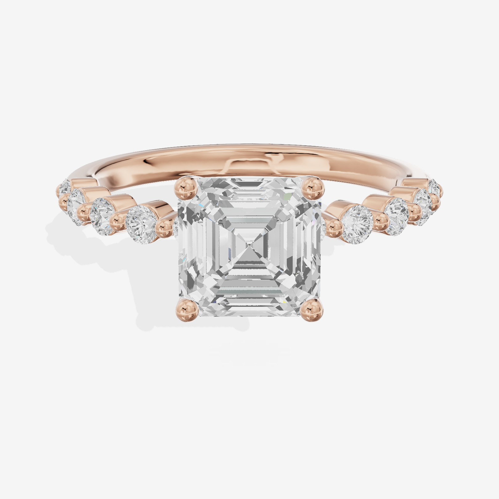 Lustrous Aimora 3mm Asscher Solitaire Engagement Ring in 18K Rose Gold