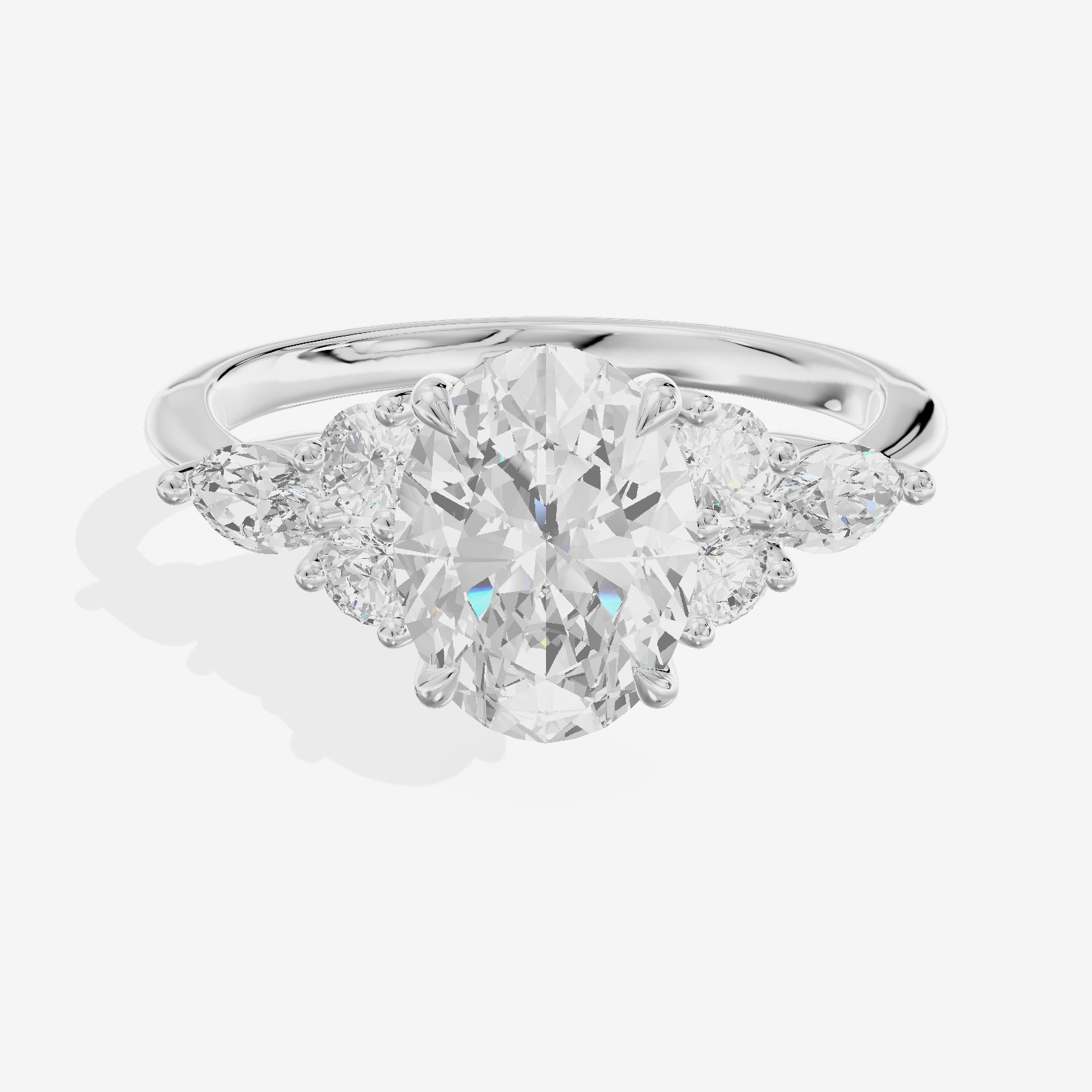 Luxe Vowsae Oval Engagement Ring with Side Stones (2/5 ct. tw.) in Platinum