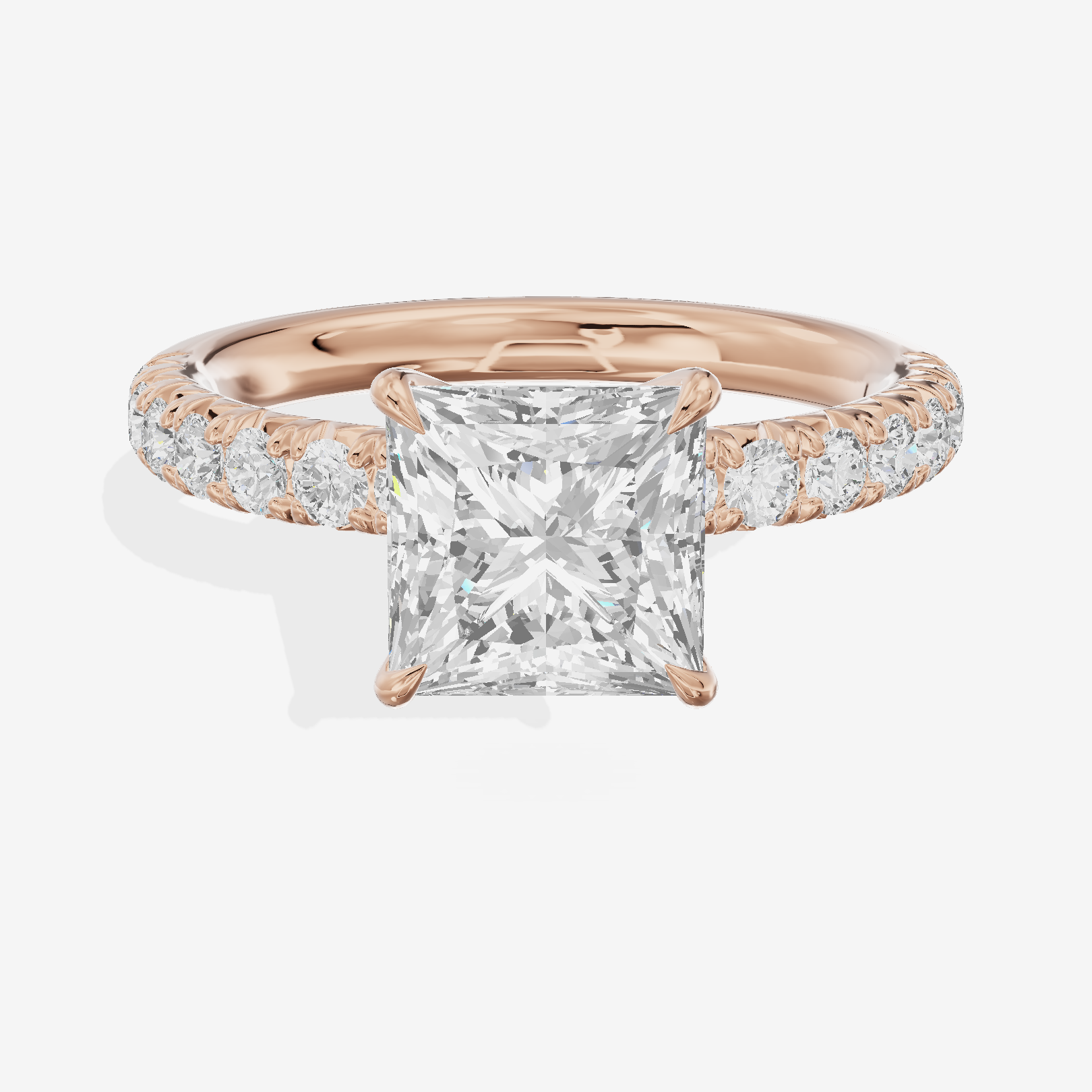 Luxe Aurea Princess Engagement Ring with Side Stones (3/8 ct. tw.) in 18K Rose Gold