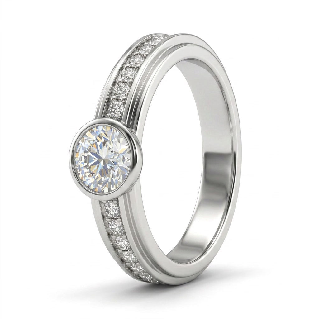 Low Profile Pavé Round Wedding Band (1/2 ct. tw.) in 18K White Gold