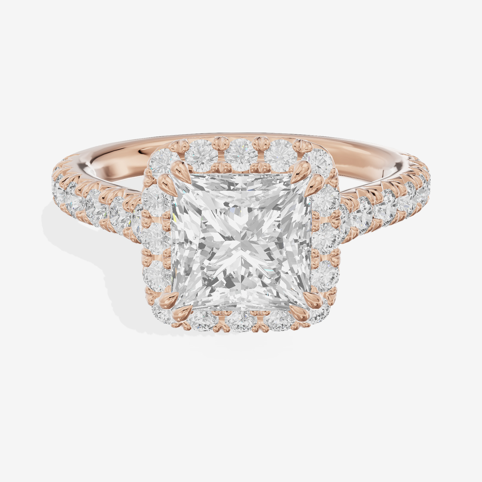 One of One Halo Princess Engagement Ring (3/4 ct. tw.) in 14K Rose Gold