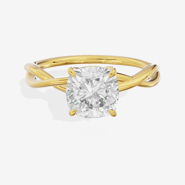 Twined Sincere Cushion Twisted Engagement Ring in 14K Yellow Gold