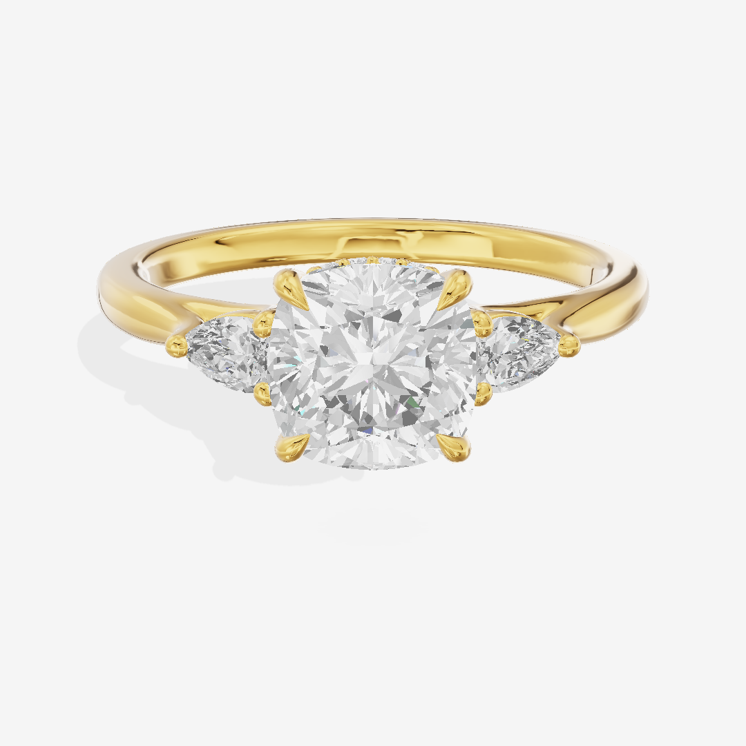 Aurea Three Stone Cushion Engagement Ring (1/4 ct. tw.) in 14K Yellow Gold