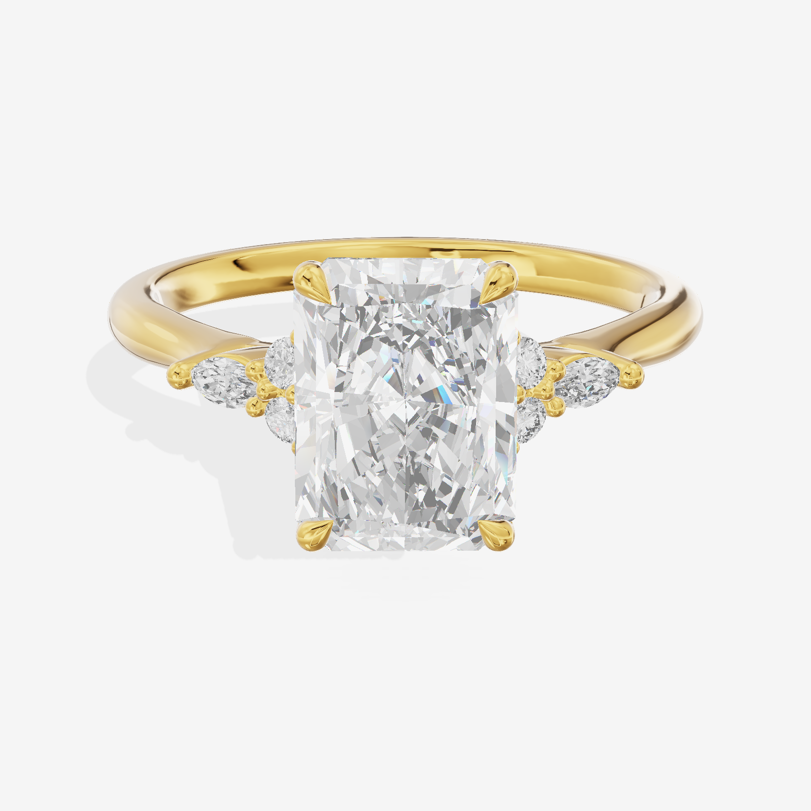 Grand Whisper Radiant Engagement Ring with Side Stones (1/6 ct. tw.) in 18K Yellow Gold