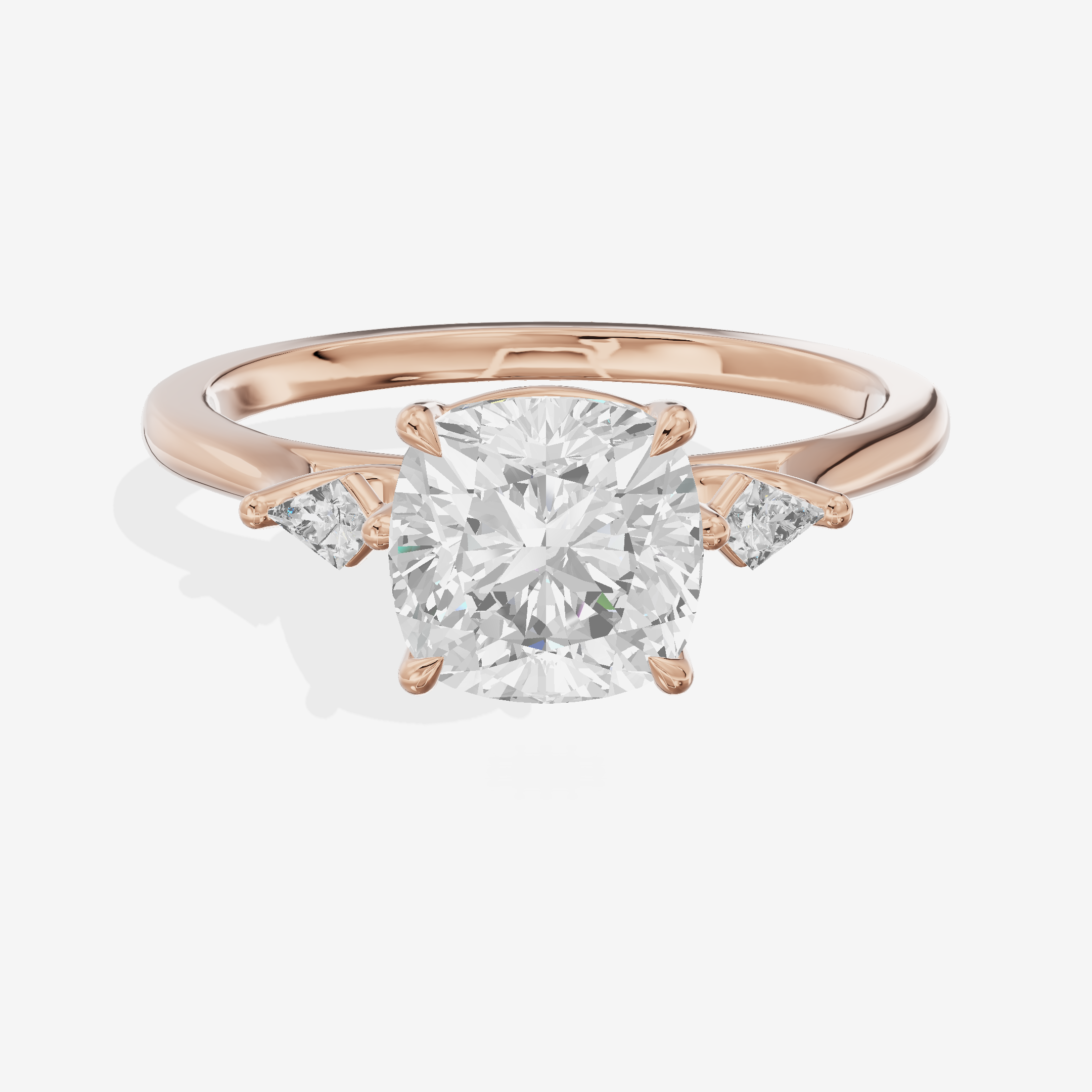 Vintage Belovae Cushion Three Stone Engagement Ring (3/5 ct. tw.) in 14K Rose Gold