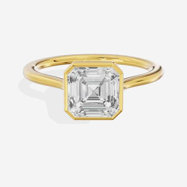 Petite Vowsae 1.5mm Asscher Bezel Engagement Ring in 14K Yellow Gold