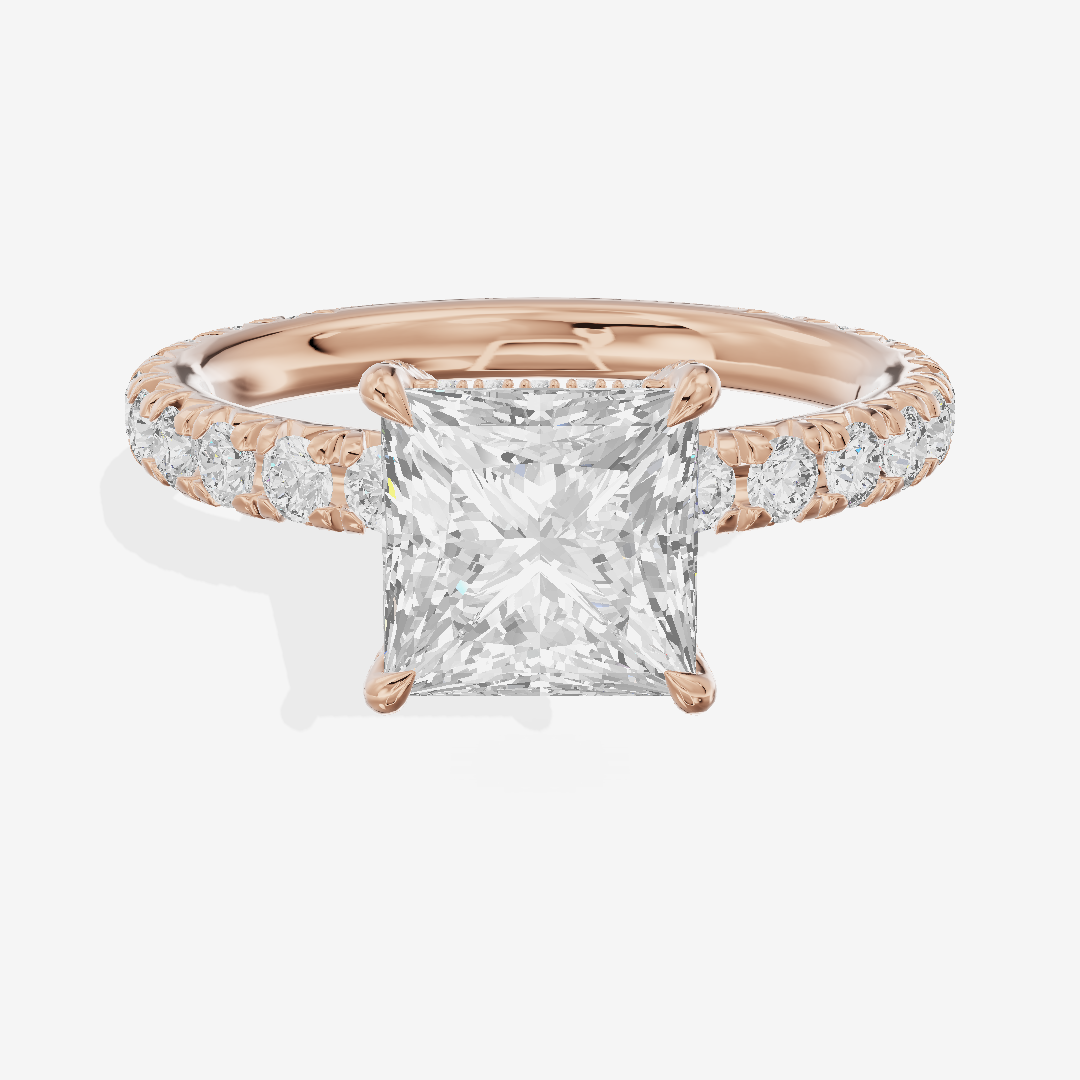 Eternal Coeurine Princess Engagement Ring with Side Stones (3/5 ct. tw.) in 14K Rose Gold
