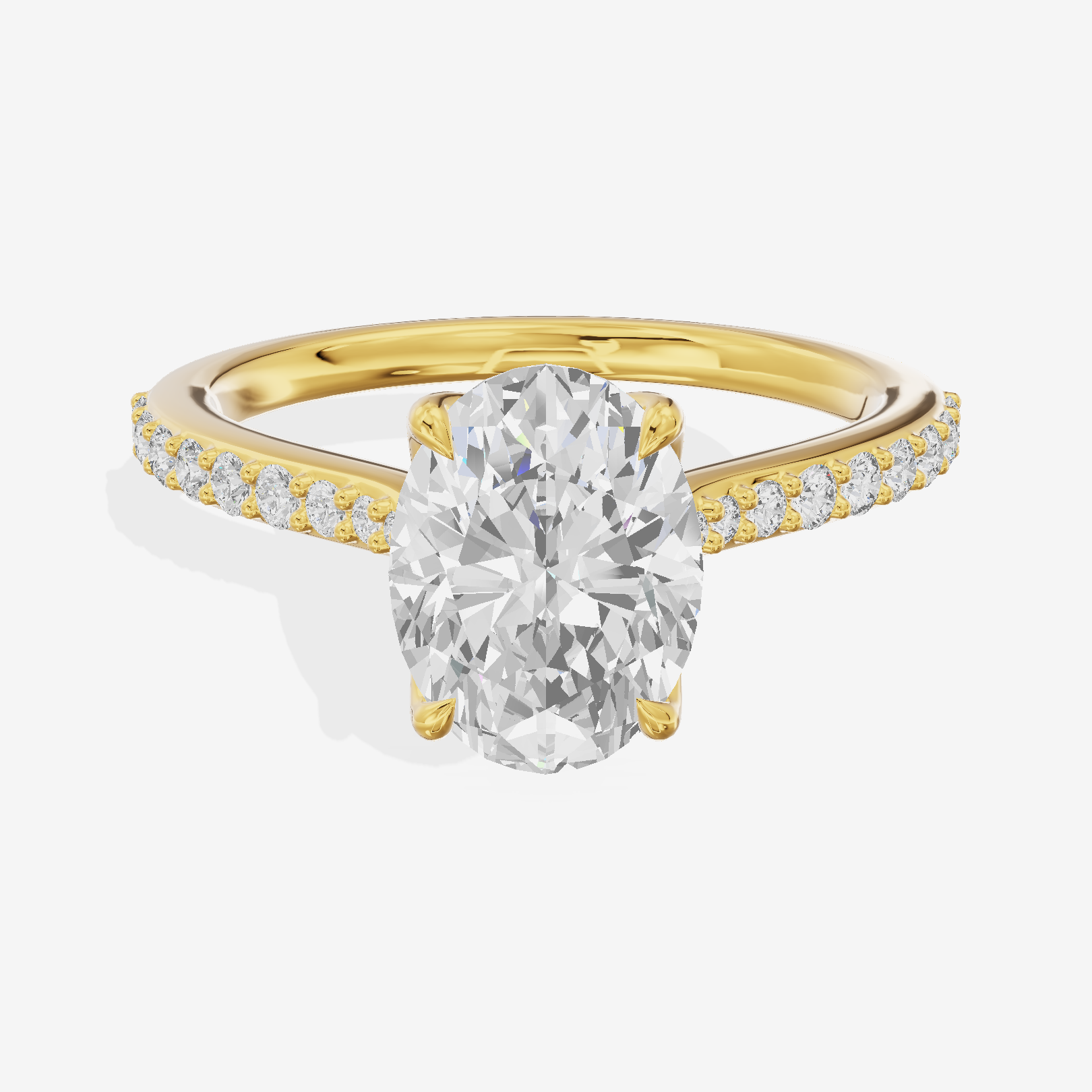 Petite Aurea Oval Engagement Ring with Side Stones (1/6 ct. tw.) in 14K Yellow Gold