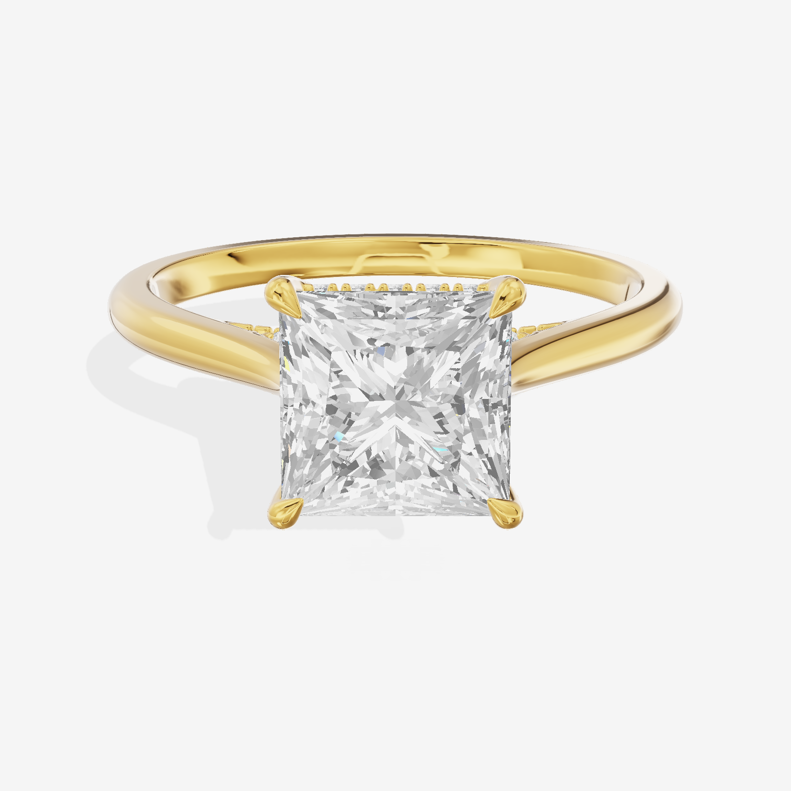 Lustrous Linger Princess Engagement Ring with Side Stones (1/10 ct. tw.) in 14K Yellow Gold