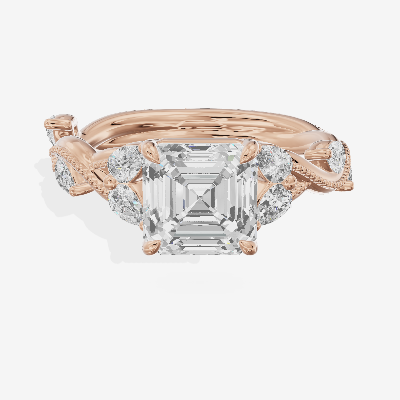 Vintage Twine Asscher Engagement Ring (3/8 ct. tw.) in 18K Rose Gold