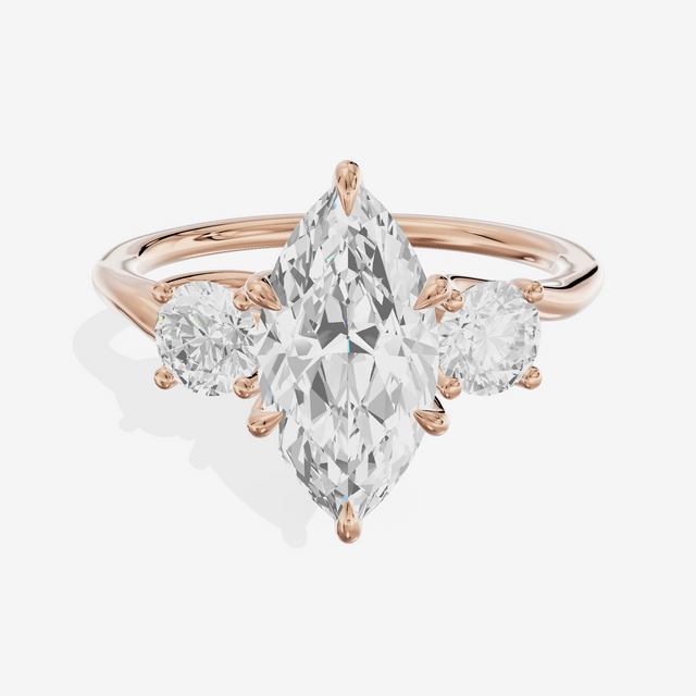 Luxe Vowsae Three Stone Marquise Engagement Ring (1/2 ct. tw.) in 14K Rose Gold
