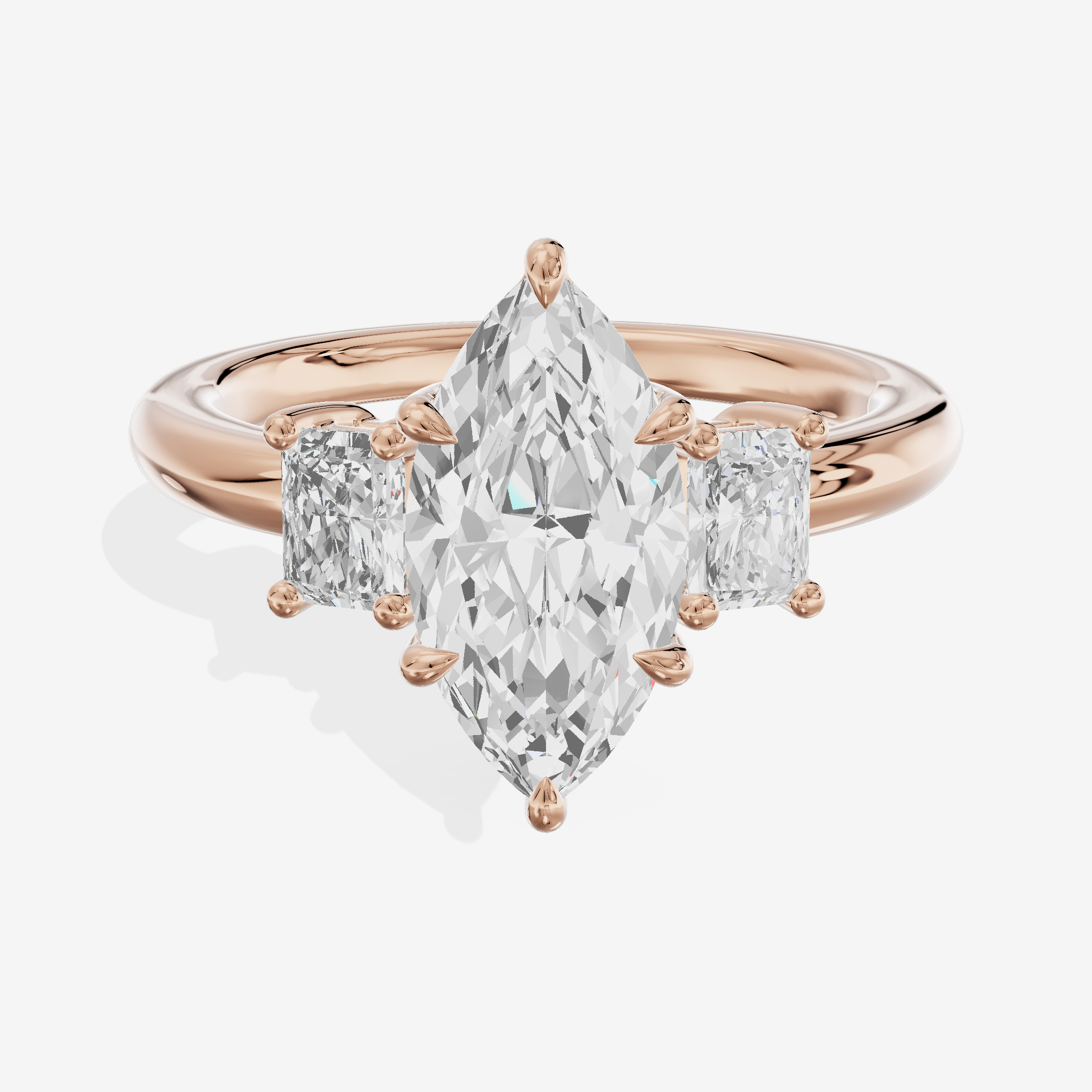 Grand Coeurine Three Stone Marquise Engagement Ring (3/8 ct. tw.) in 18K Rose Gold