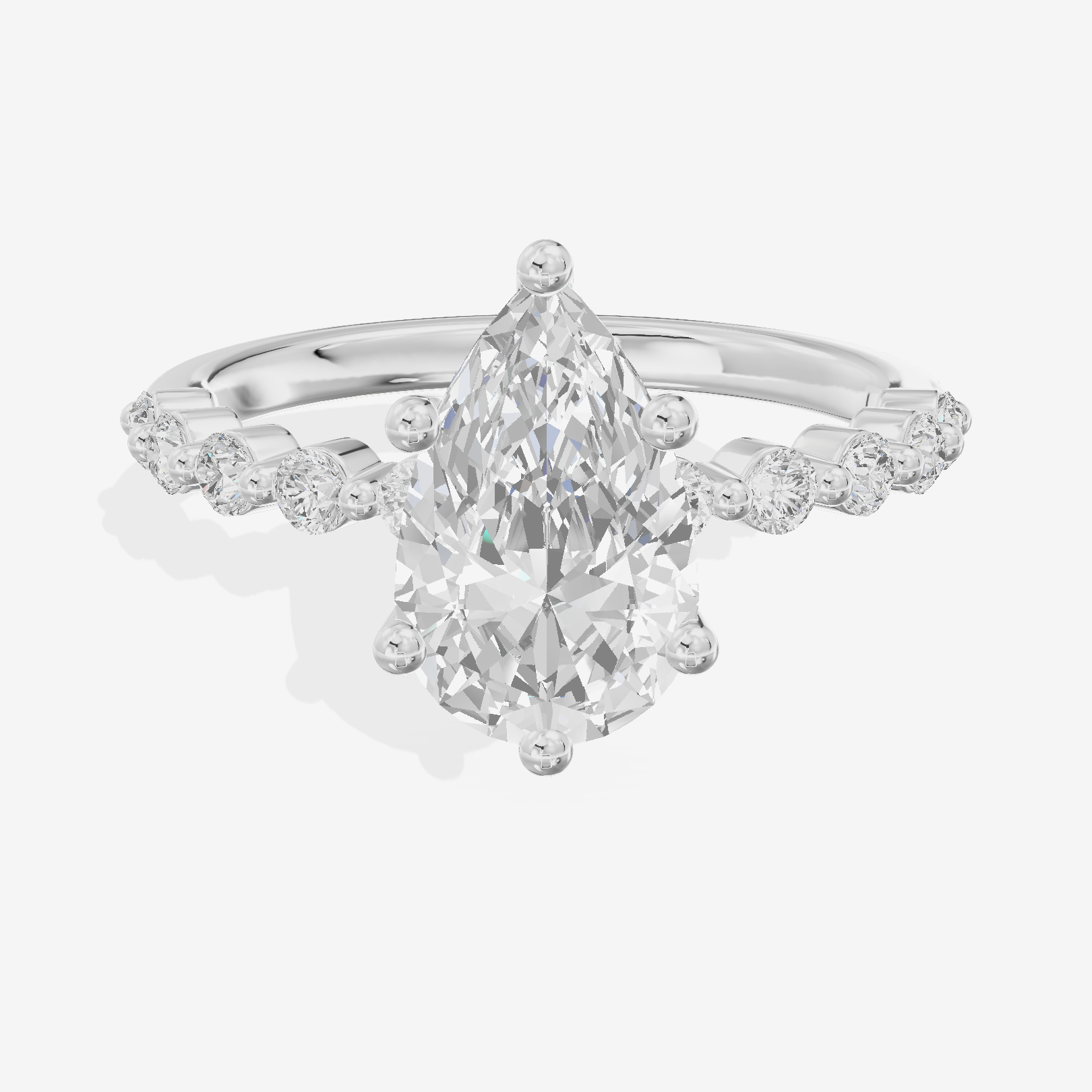 Lustrous Aimora 3mm Pear Solitaire Engagement Ring in 14K White Gold