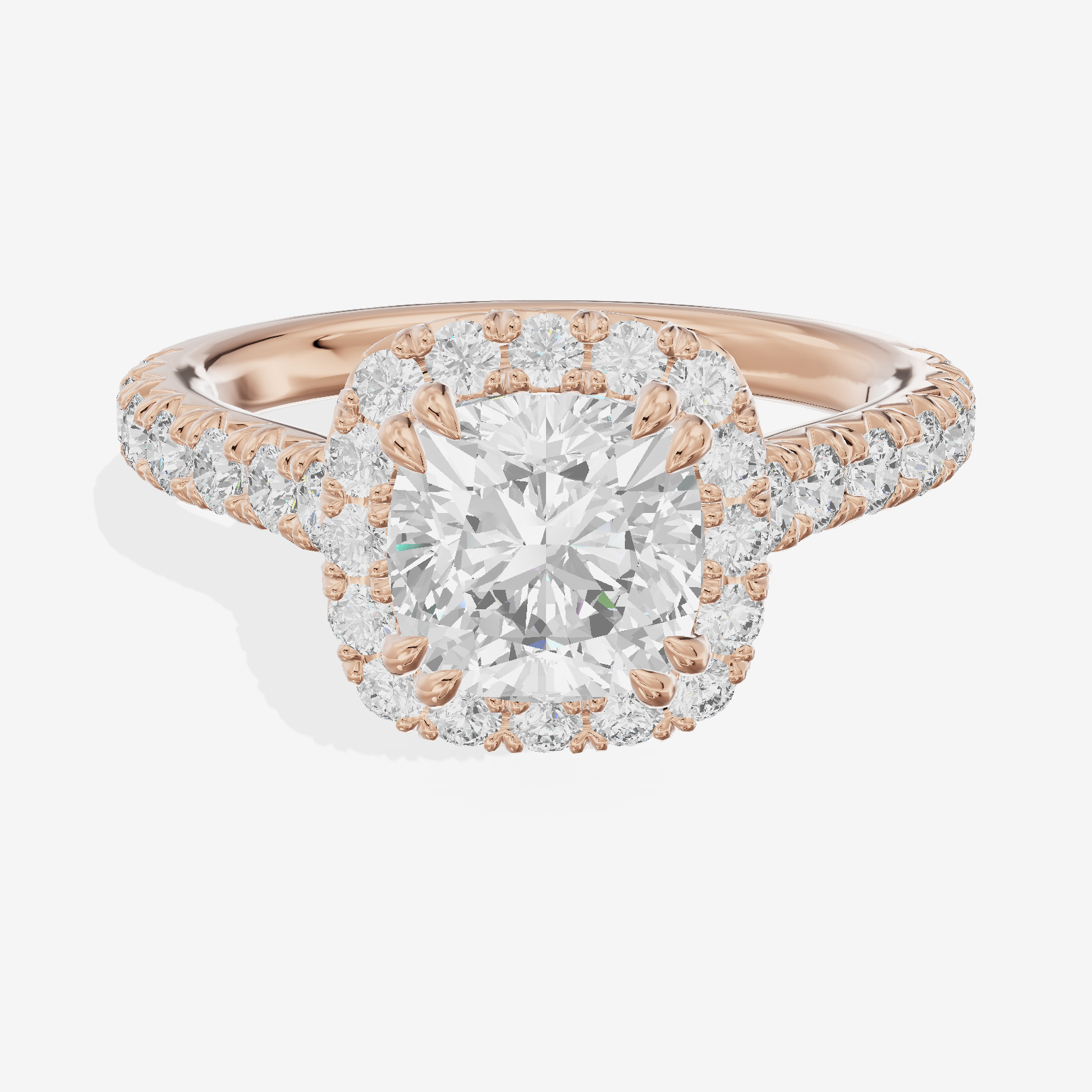 Luxe Liviana Cushion Halo Engagement Ring (2/3 ct. tw.) in 18K Rose Gold