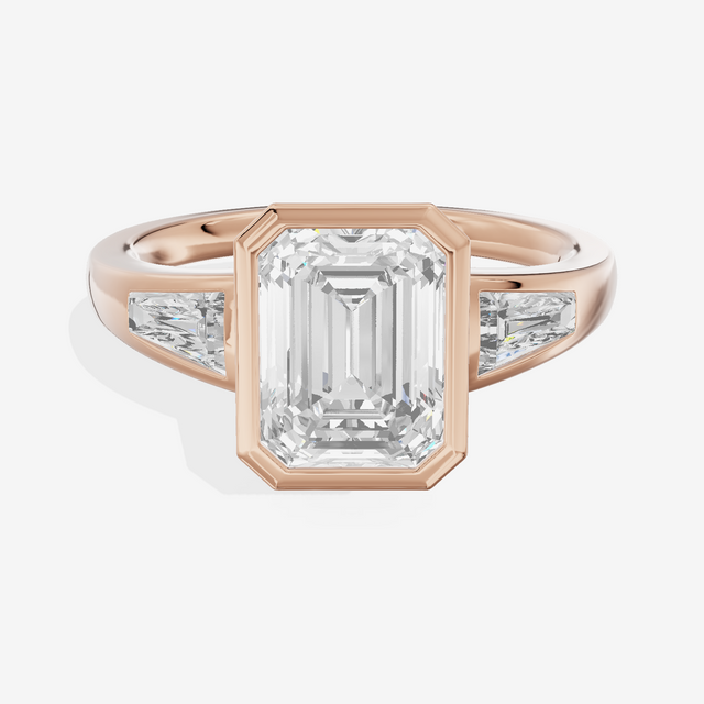 Modern Triade Emerald Three Stone Engagement Ring (1/2 ct. tw.) in 14K Rose Gold