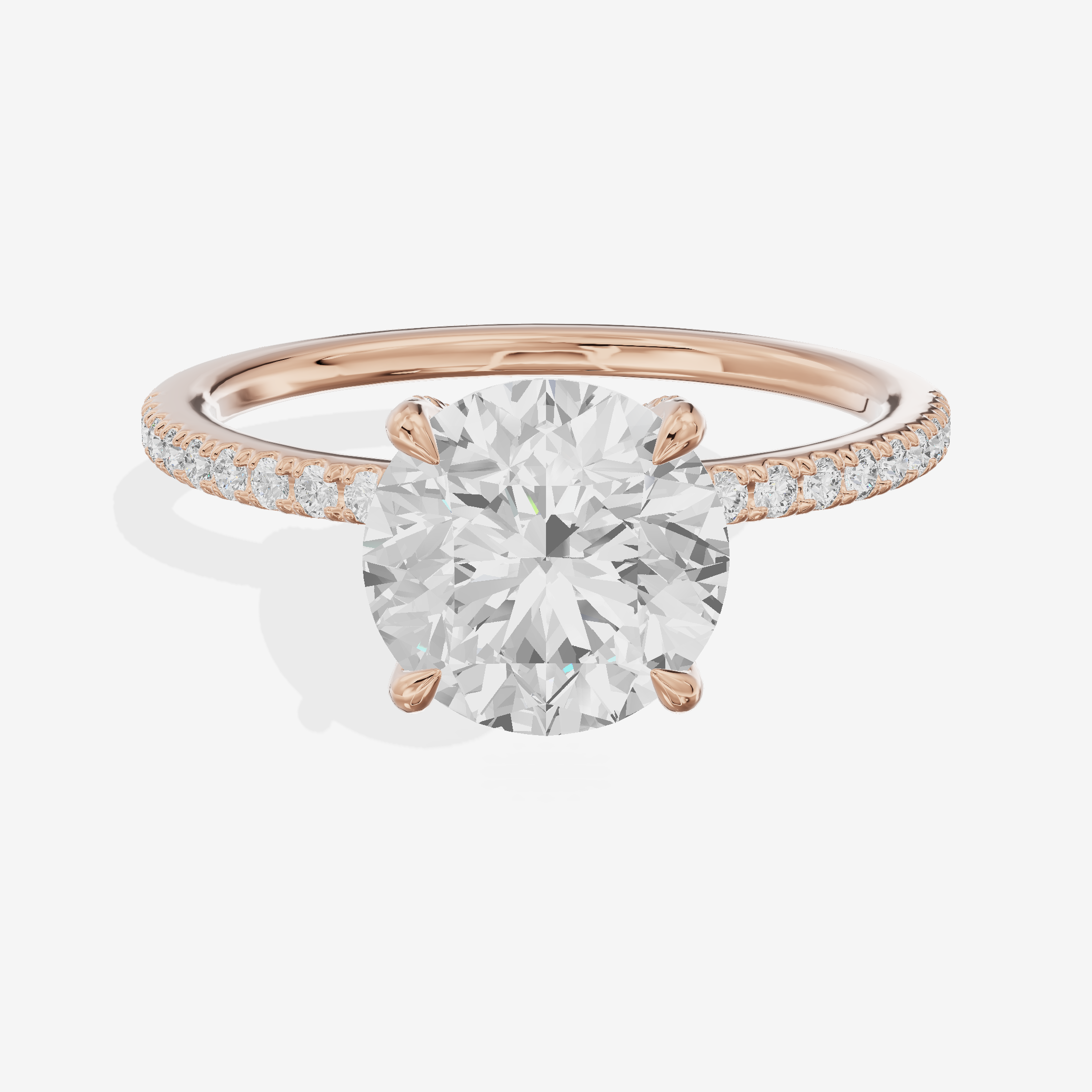 Bowed Sincere Round Engagement Ring with Side Stones (1/4 ct. tw.) in 14K Rose Gold