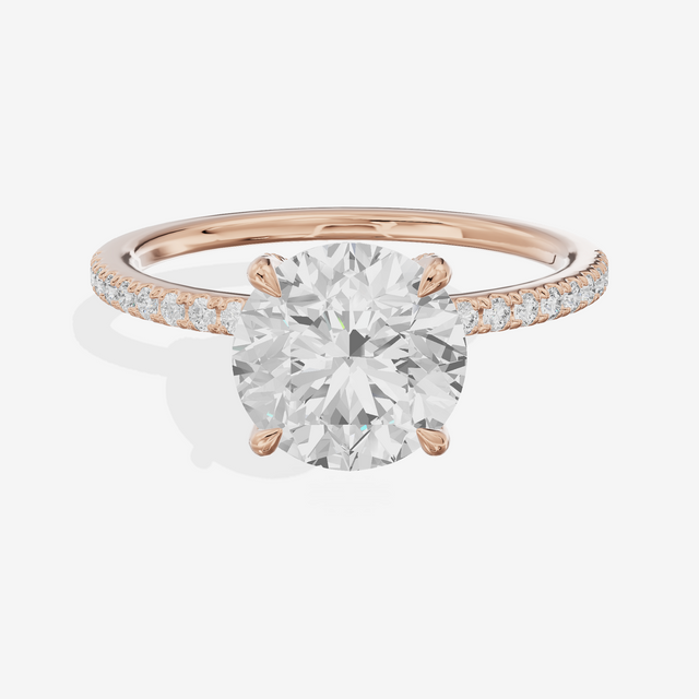 Bowed Sincere Round Engagement Ring with Side Stones (1/4 ct. tw.) in 14K Rose Gold
