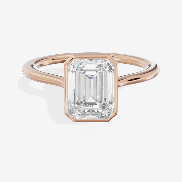 Petite Vowsae 1.5mm Emerald Bezel Engagement Ring in 18K Rose Gold