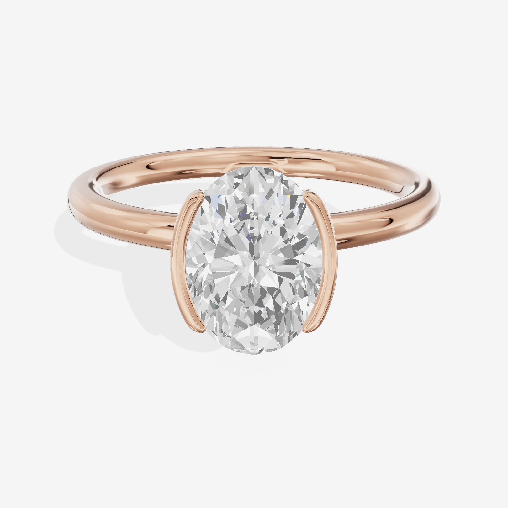 Sincere Bezel 1.8mm Oval Solitaire Engagement Ring in 14K Rose Gold
