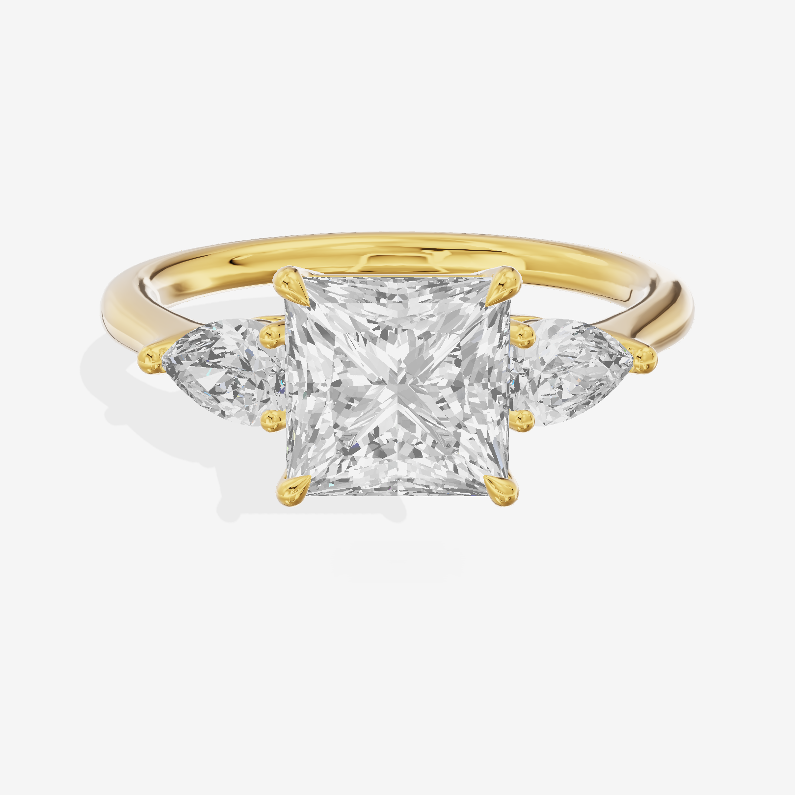 Luxe Aimora Three Stone Princess Engagement Ring (3/4 ct. tw.) in 18K Yellow Gold