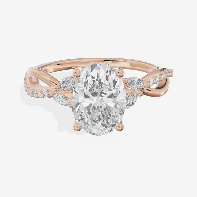 Petite Twine Oval Twisted Engagement Ring (1/5 ct. tw.) in 18K Rose Gold