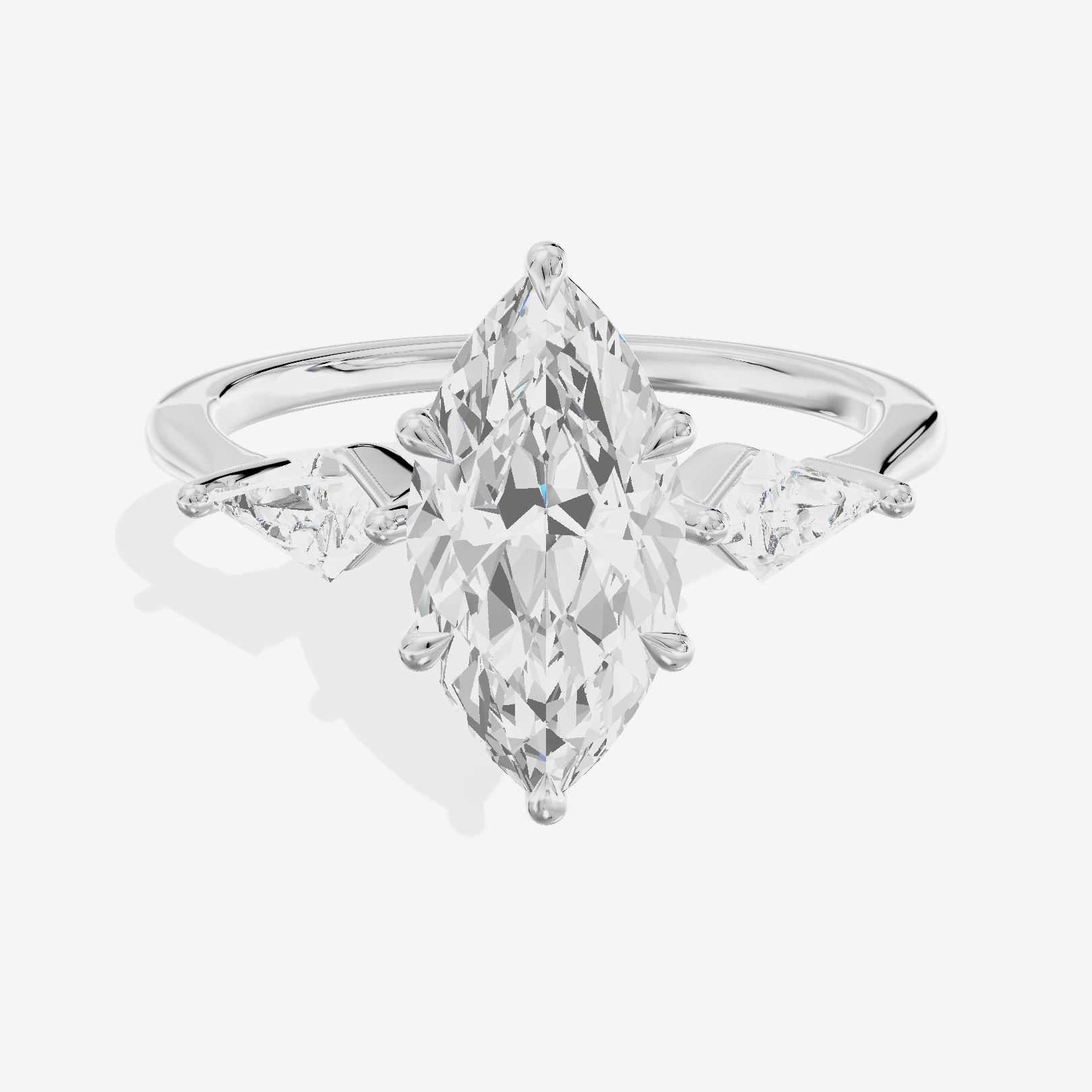 Luxe Maia Three Stone Marquise Engagement Ring (1/3 ct. tw.) in Platinum