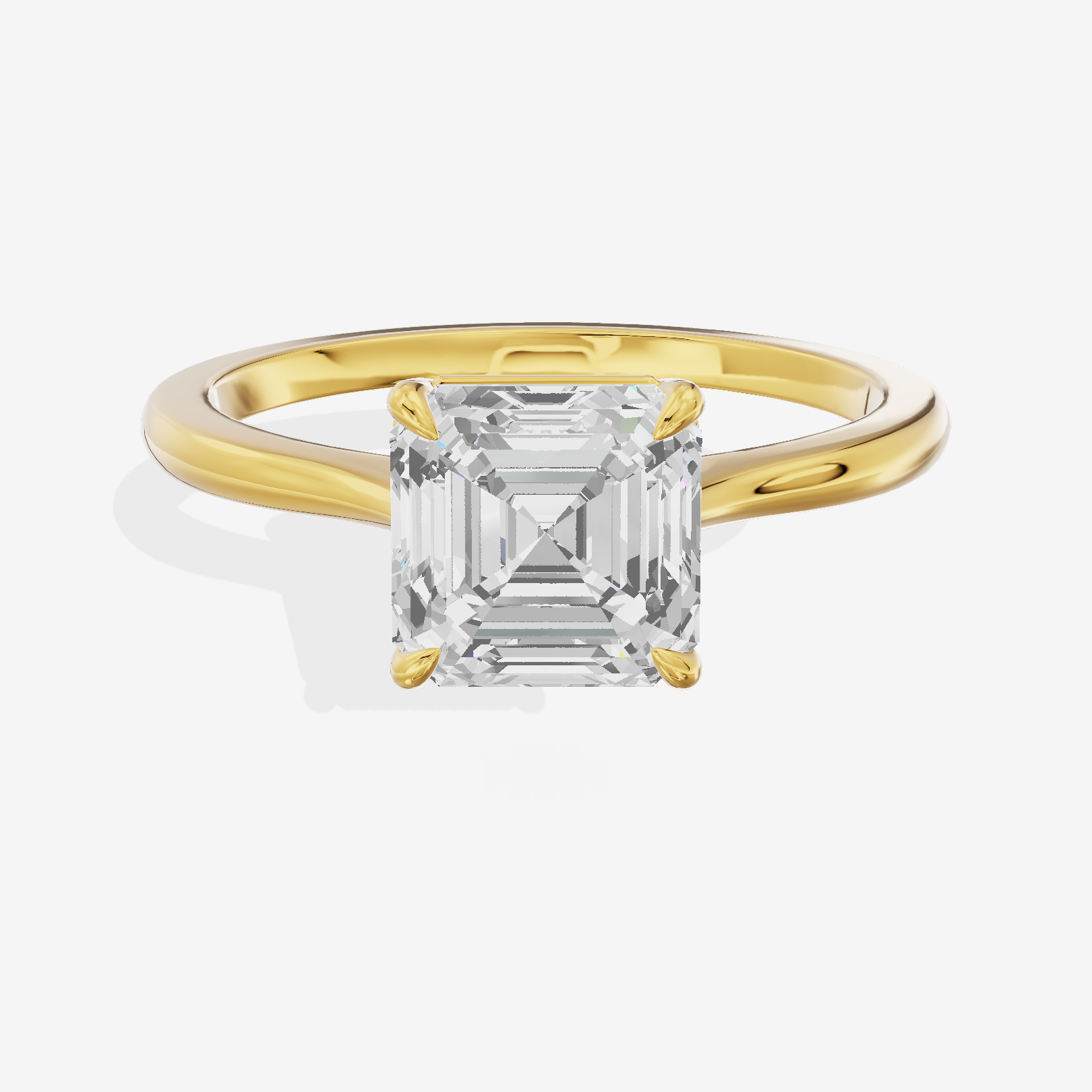 Bowed Adorae 1.5mm Asscher Solitaire Engagement Ring in 14K Yellow Gold
