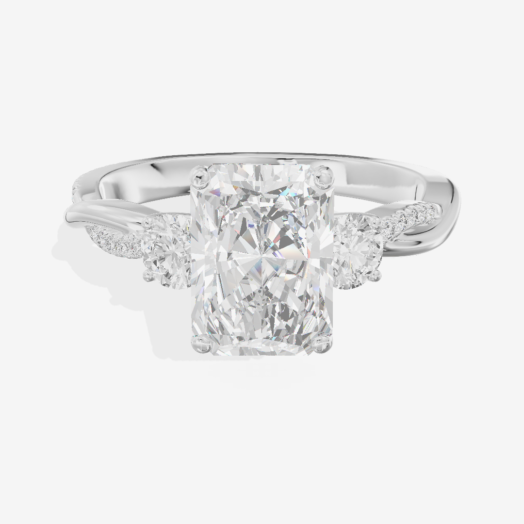 Petite Promezza Three Stone Radiant Engagement Ring (2/5 ct. tw.) in 14K White Gold