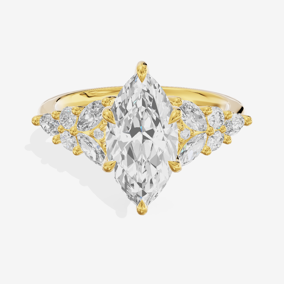 Modern Heartline Marquise Engagement Ring with Side Stones (1/2 ct. tw.) in 18K Yellow Gold