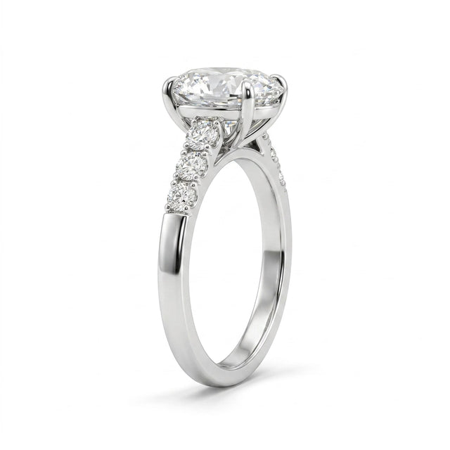 Hidden Halo Oval Engagement Ring (4.01 ct. tw.) in 14K White Gold