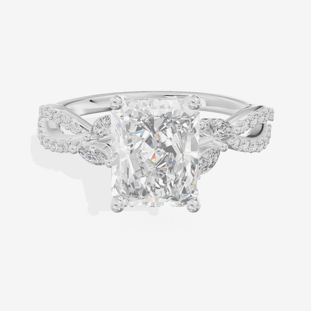 Luxe Lumera Radiant Engagement Ring with Side Stones (1/4 ct. tw.) in 14K White Gold