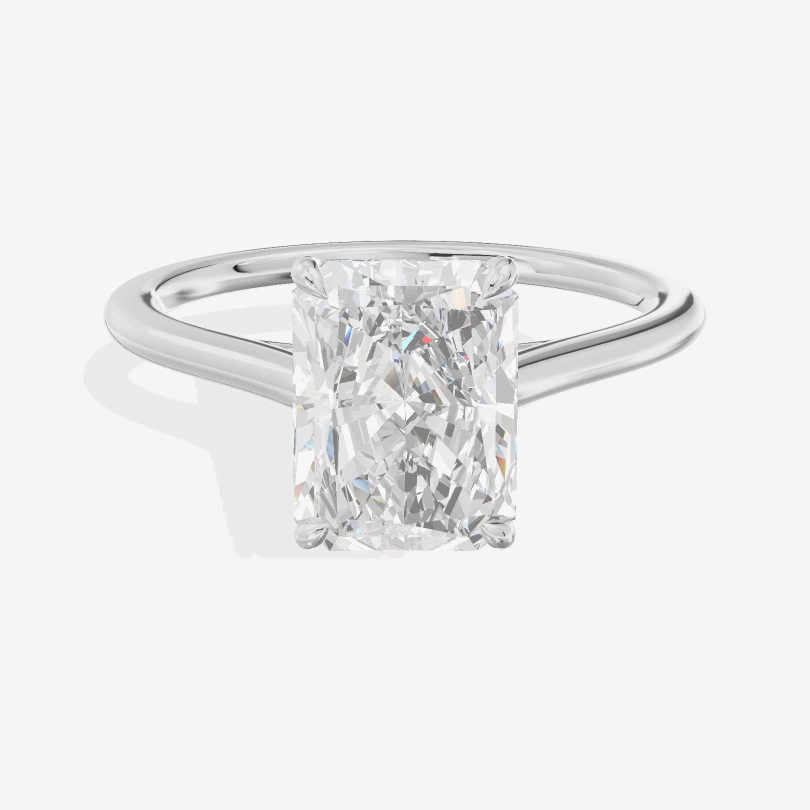 One of One 1.4mm Radiant Solitaire Engagement Ring in 14K White Gold
