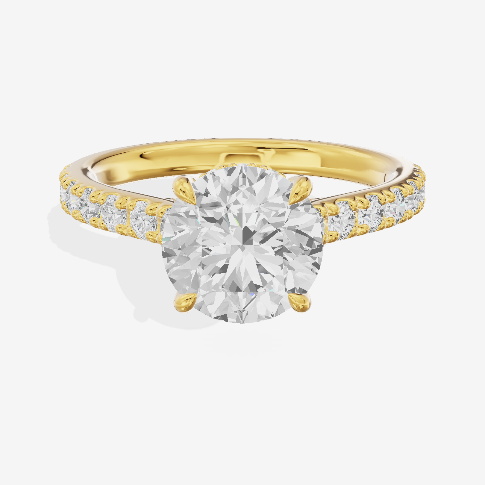 Grand Trueheart Round Engagement Ring with Side Stones (1/2 ct. tw.) in 18K Yellow Gold