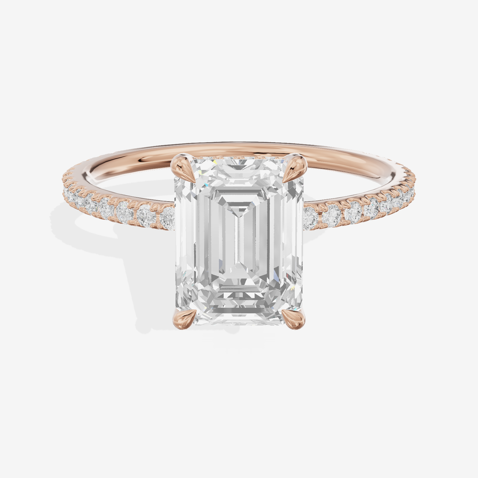 Promezza Pavé Emerald Engagement Ring (1/4 ct. tw.) in 18K Rose Gold