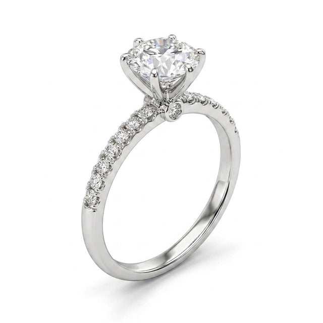 Solitaire Pavé Round Engagement Ring (1.59 ct. tw.) in Platinum