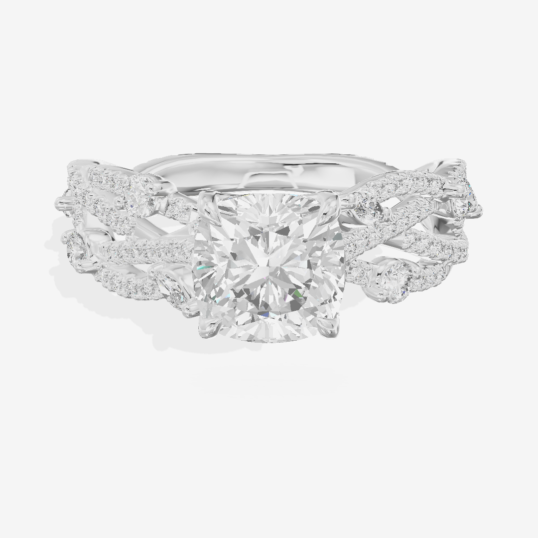 Grand Eversince Cushion Engagement Ring with Side Stones (3/5 ct. tw.) in Platinum