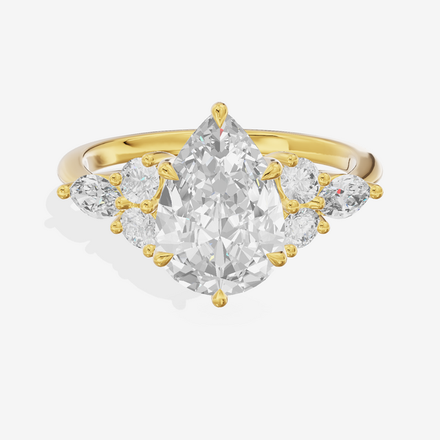 Luxe Vowsae Pear Engagement Ring with Side Stones (2/5 ct. tw.) in 18K Yellow Gold