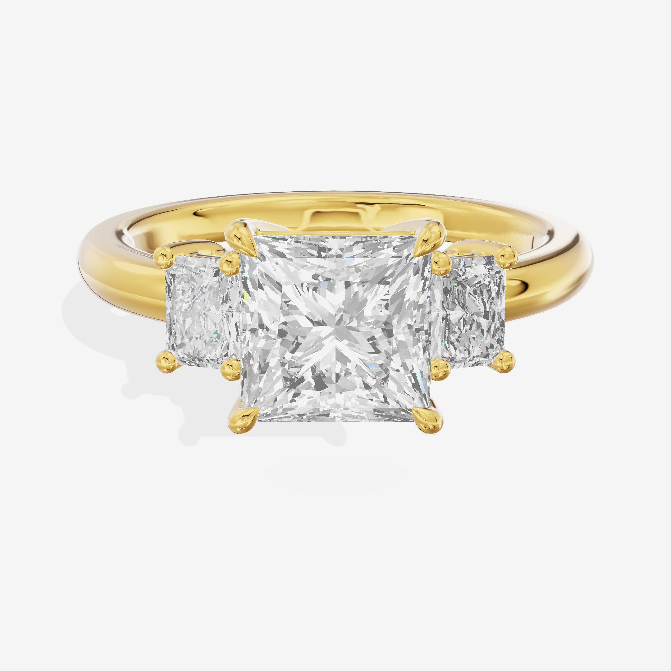 Grand Coeurine Three Stone Princess Engagement Ring (3/8 ct. tw.) in 18K Yellow Gold