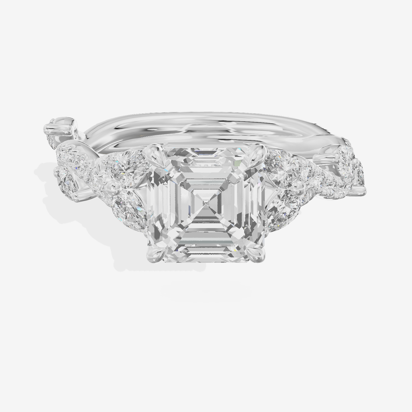 Vintage Heartline Asscher Engagement Ring (2/3 ct. tw.) in Platinum